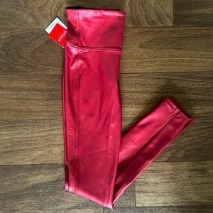 SPANX | Faux Leather Leggings | Dark Red | Small | NWT